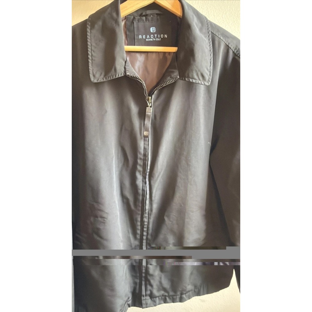 Kenneth Cole Reaction Men's Harrington Bomber Jacket Dark Gray L Lined Light